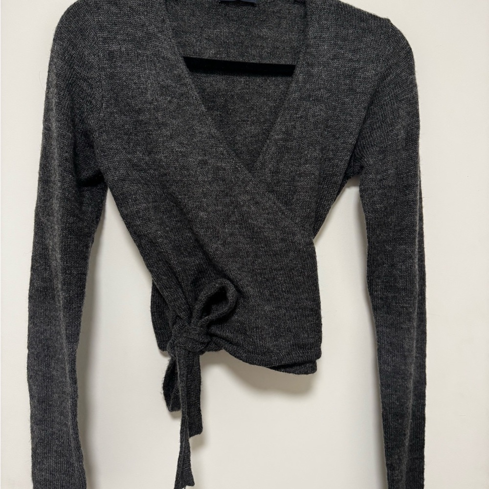 Brandy Melville  Gray Wrap Sweater